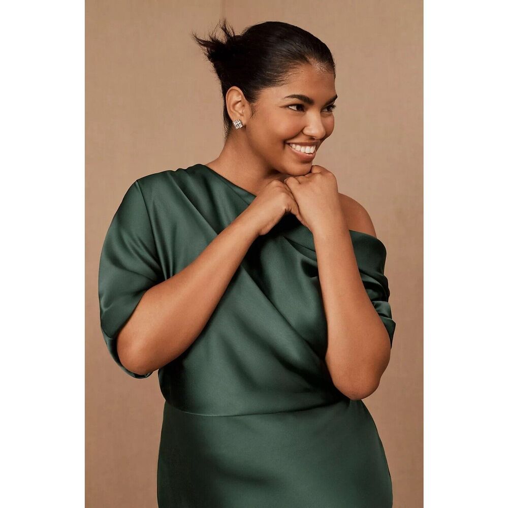 New Amsale Pryce Off-Shoulder Satin Column Gown size 4 - Picture 6 of 10